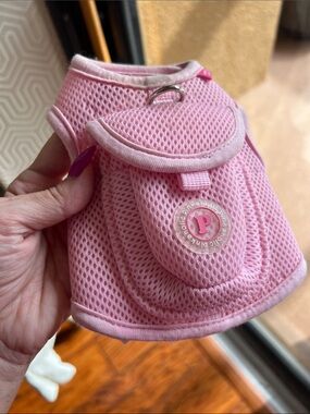 Pink Mesh Small Pet Harness with Front Pocket and D-Ring